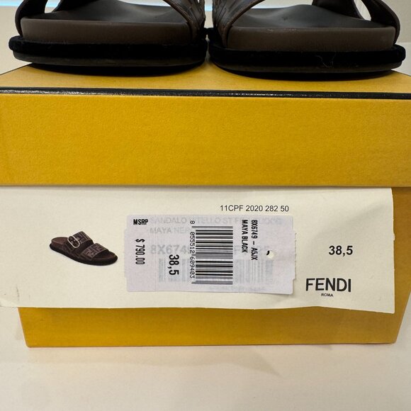 FENDI LEATHER LOGO SLIDES WOMEN - SIZE 38.5 - GREAT CONDITION W/ BOX - Picture 2 of 4